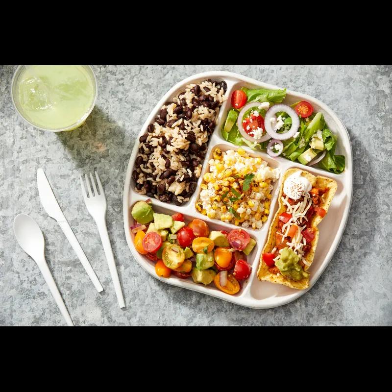 Cafeteria & School Lunch Tray 10.5X1 IN 5 Compartment Molded Fiber Natural Round 250/Case