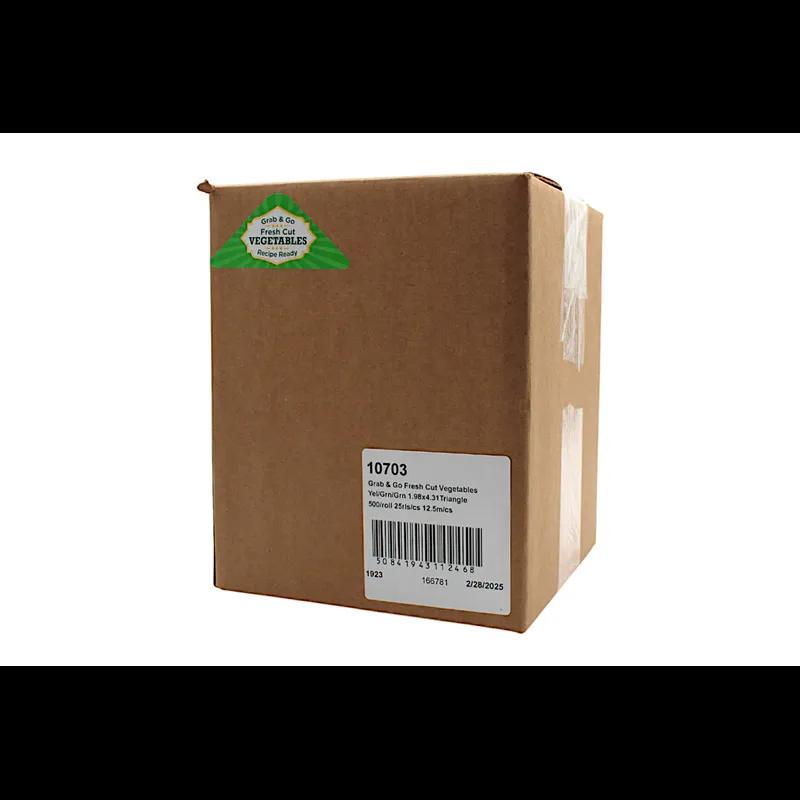 Grab & Go Fresh Cut Vegetables Product Label 1.98X4.31 IN Yellow Green Triangle 500 Count/Roll 25 Rolls/Case