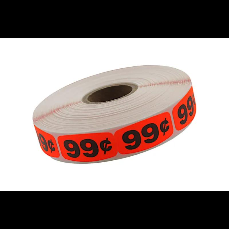 99¢ Price Label 0.625X1.25 IN Black Fluorescent Red Short Oval 1000 Count/Roll 50 Rolls/Case 50000 Count/Case