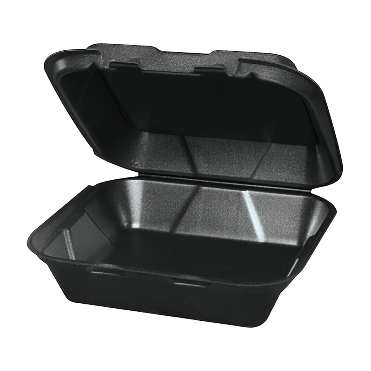 Take-Out Container Hinged With Dome Lid 6.25X6.25X3 IN Polystyrene Foam Black Square 500/Case