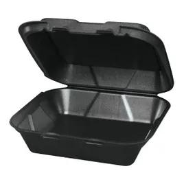 Take-Out Container Hinged With Dome Lid 6.25X6.25X3 IN Polystyrene Foam Black Square 500/Case
