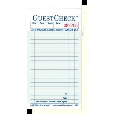 Guest Check 3.375X6.5 IN 2-Part 50/Case
