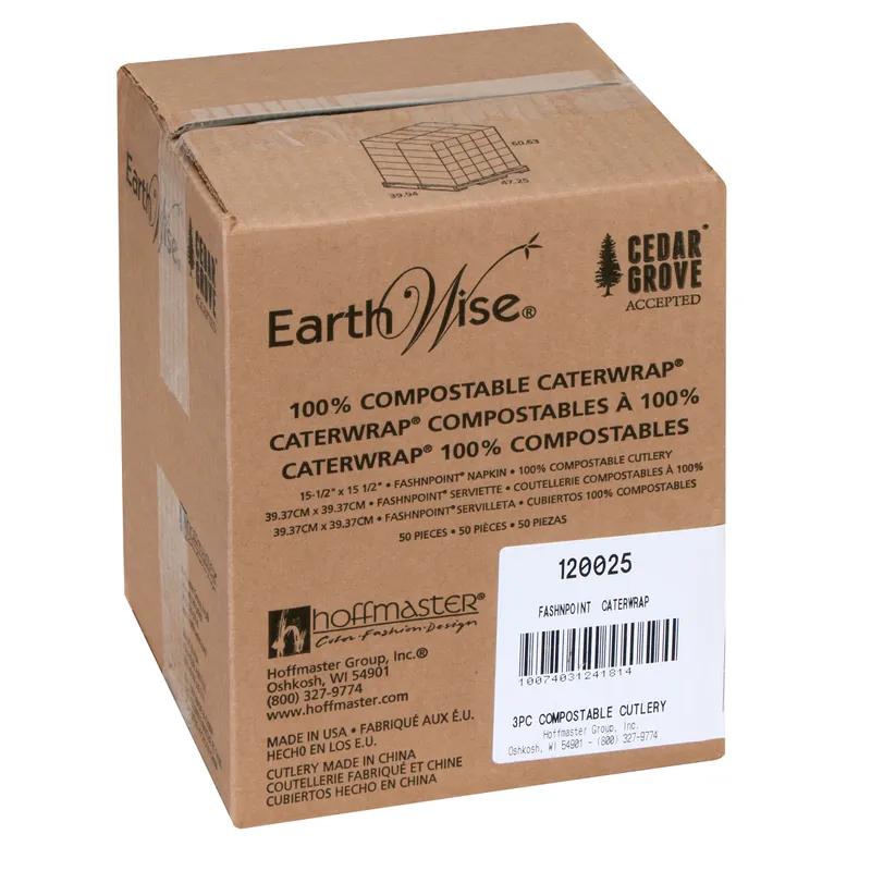 CaterWrap® 4PC Cutlery Kit Black Individually Wrapped With White Napkin,Fork,Knife,Spoon 50/Case