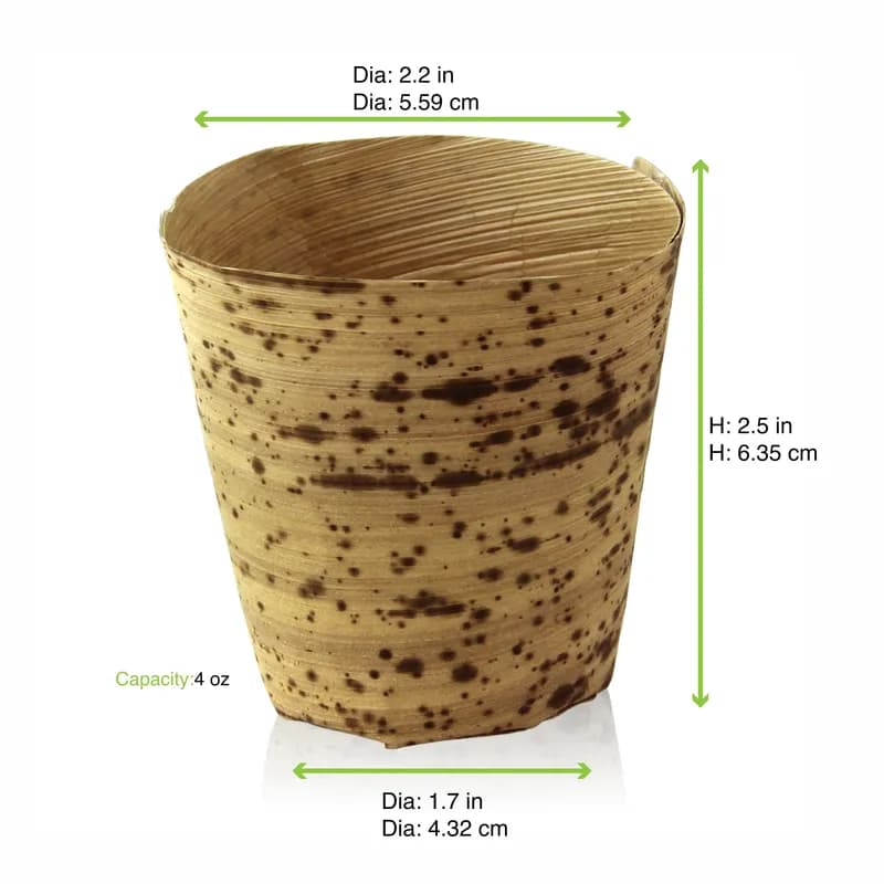 Souffle & Portion Cup 4 OZ Bamboo Leaf Natural 25 Count/Pack 8 Packs/Case 200 Count/Case