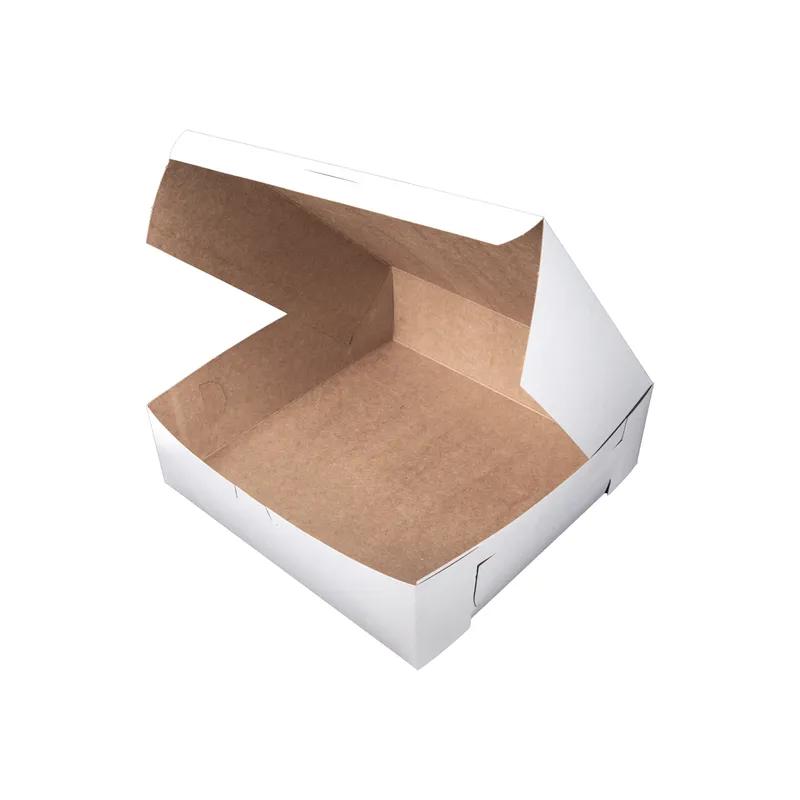 Bakery Box 10X10X3 IN Paperboard White Kraft Lock Corner Bleached 200/Bundle