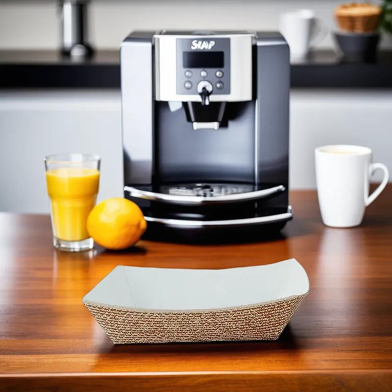 Food Tray 2 LB Clay-Coated Paperboard Kraft White Hearthstone Rectangle 1000/Case