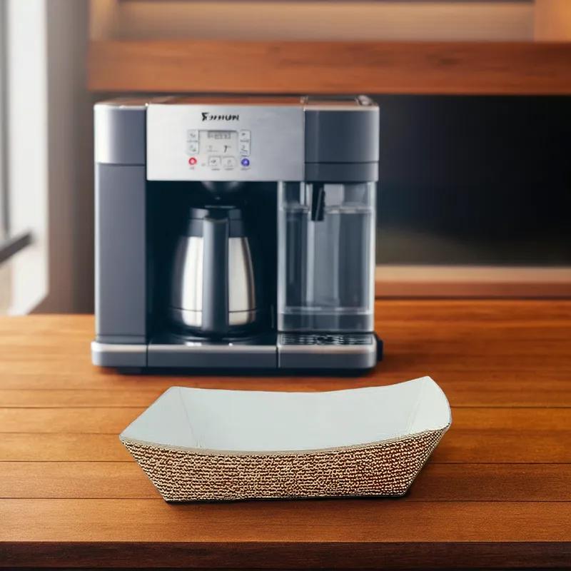 Food Tray 2 LB Clay-Coated Paperboard Kraft White Hearthstone Rectangle 1000/Case