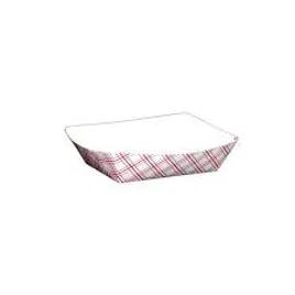 Food Tray 0.375 LB Paper White Red Rectangle 1000/Case