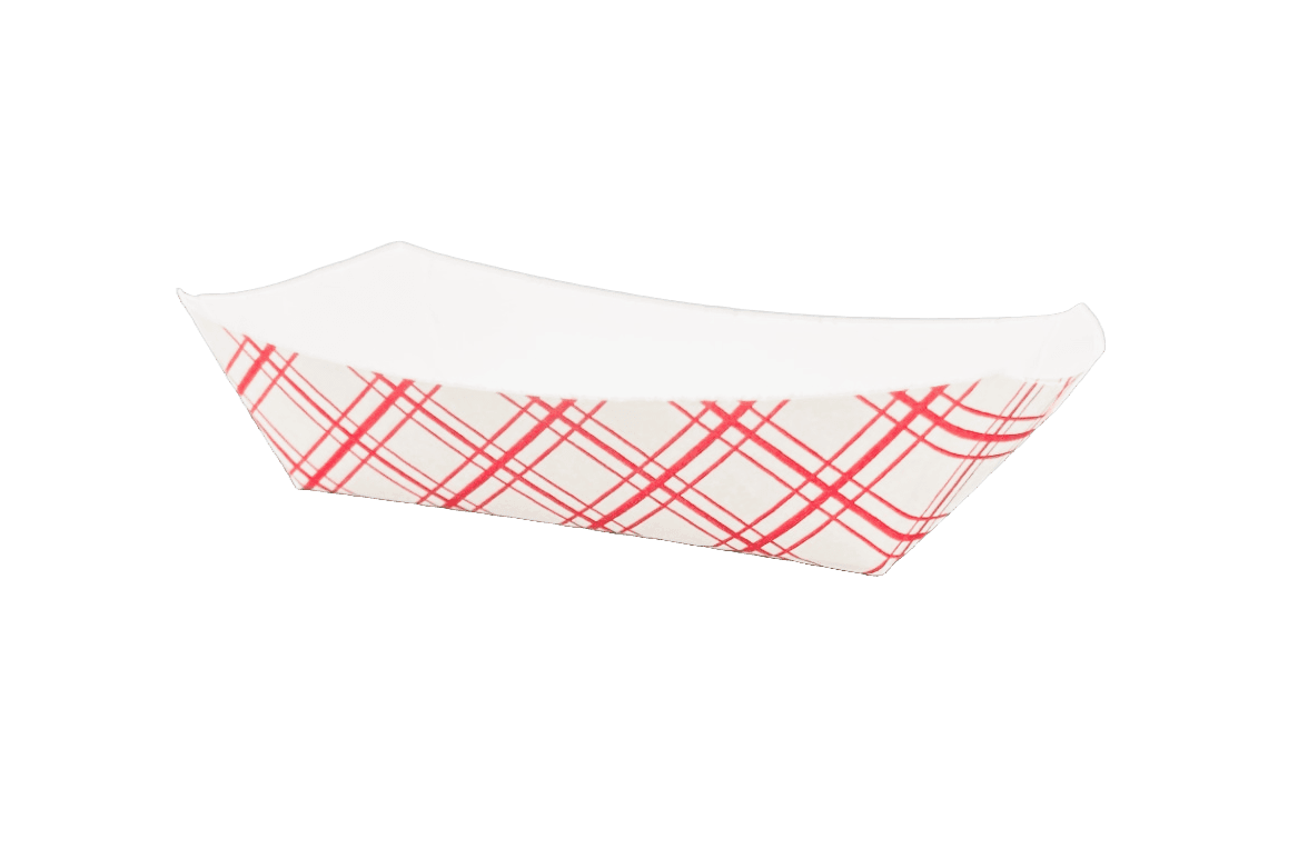 Food Tray 0.375 LB Paper White Red Rectangle 1000/Case