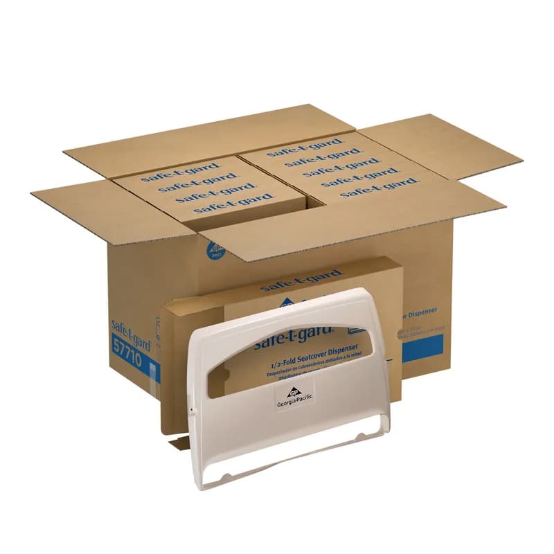 Safe-T-Gard® Toilet Seat Cover Dispenser 11.75X2.5X11.75 IN White 1/2 Fold Hygienic Durable Touchless 1/Each