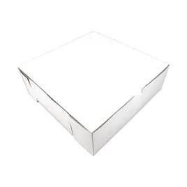 Bakery Box 12X12X4 IN Clay-Coated Kraft Board White Kraft Square Lock Corner Tuck Top 100/Bundle