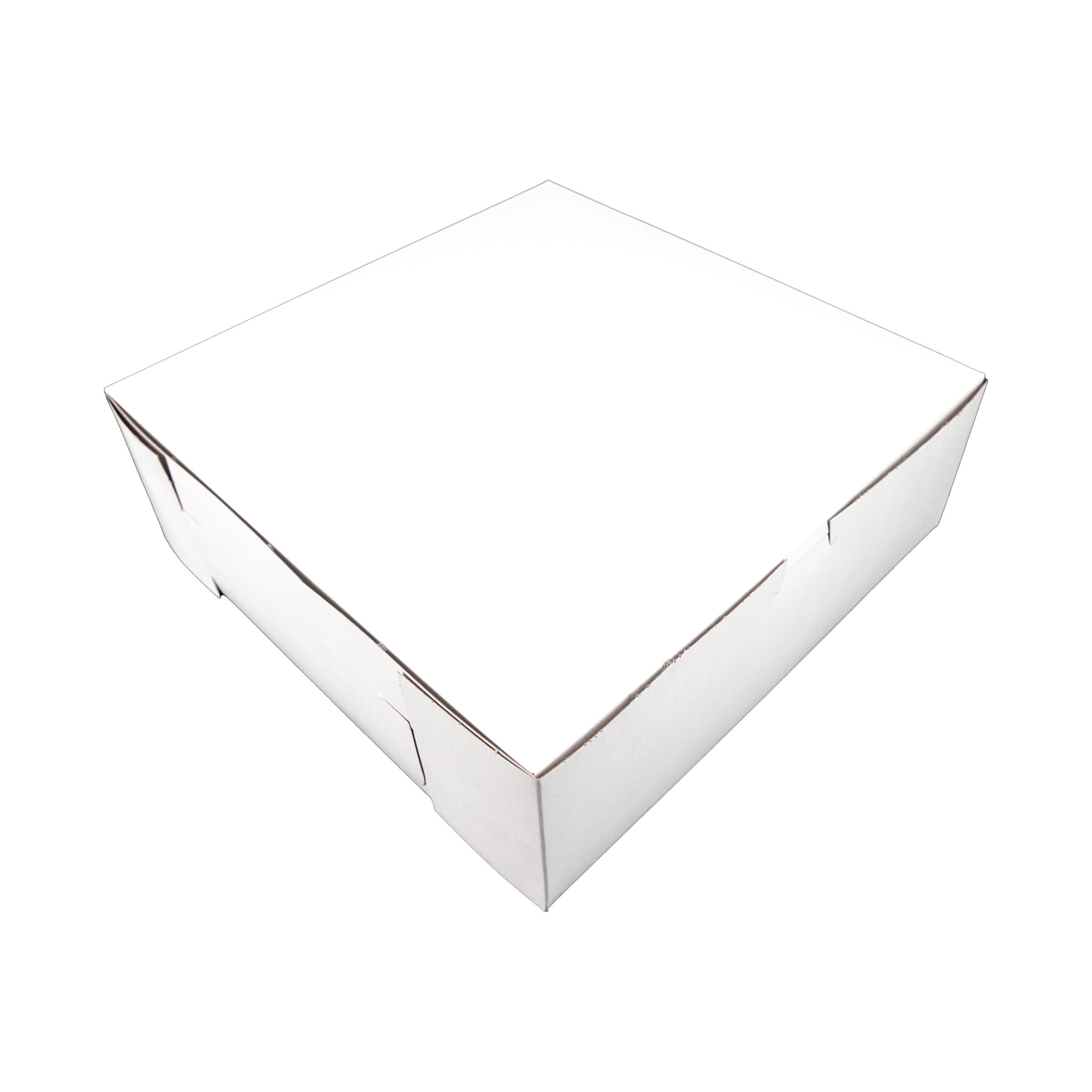 Bakery Box 12X12X4 IN Clay-Coated Kraft Board White Kraft Square Lock Corner Tuck Top 100/Bundle