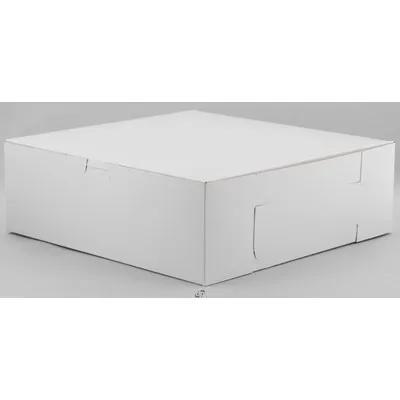 Bakery Box 12X12X4 IN Clay-Coated Kraft Board White Kraft Square Lock Corner Tuck Top 100/Bundle