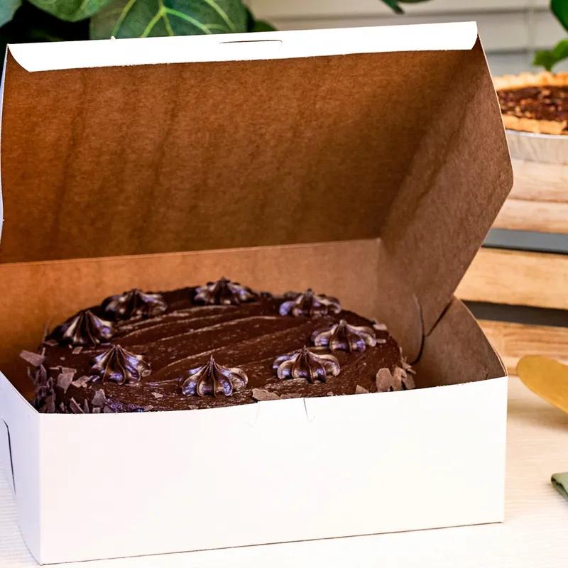 Bakery Box 12X12X4 IN Clay-Coated Kraft Board White Kraft Square Lock Corner Tuck Top 100/Bundle