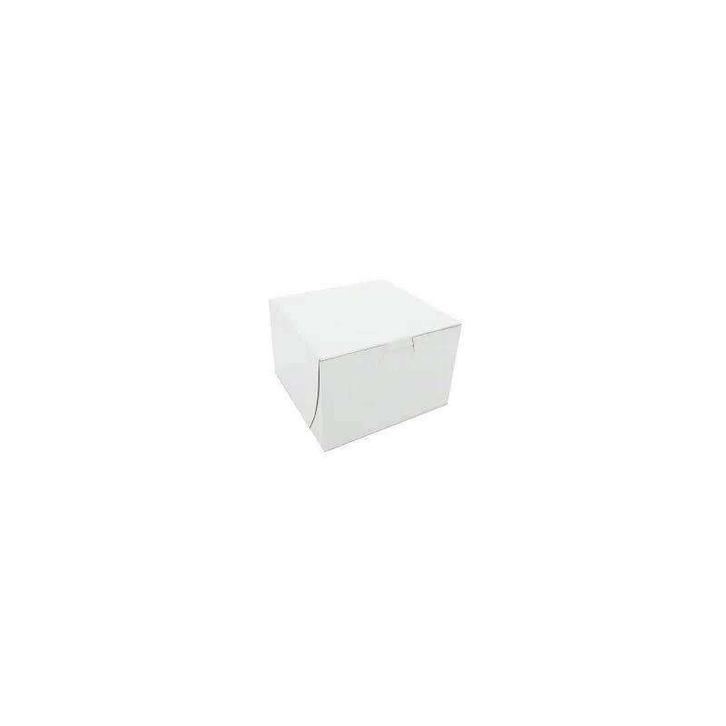 Bakery Box 6X6X4 IN Clay-Coated Kraft Board White Kraft Square Lock Corner Tuck Top 250/Bundle
