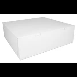 Bakery Box 16X16X5 IN Clay-Coated Kraft Board White Kraft Square Lock Corner Tuck Top 50/Bundle