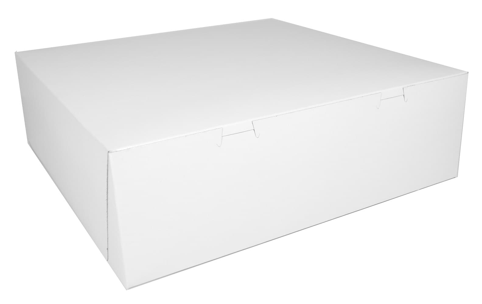 Bakery Box 16X16X5 IN Clay-Coated Kraft Board White Kraft Square Lock Corner Tuck Top 50/Bundle