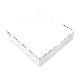 Bakery Box 10X10X2.5 IN Clay-Coated Kraft Board White Kraft Square Lock Corner Tuck Top 250/Bundle