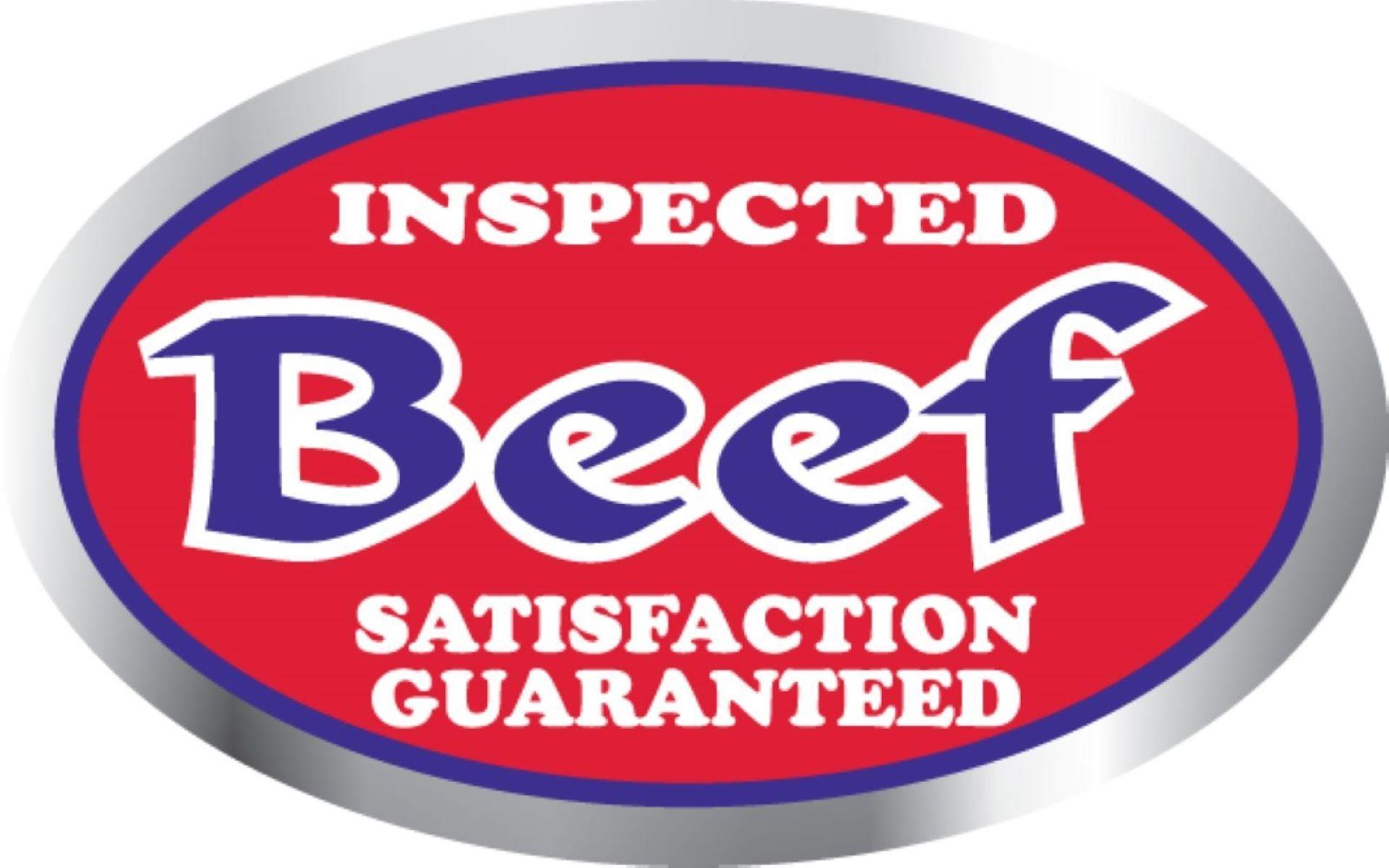 Inspected Beef Meat Label 1.25X2 IN Silver Red Blue White Oval 500 Count/Roll 20 Rolls/Case 10000 Count/Case