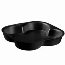 Take-Out Container Base 8.75X8.75 IN 4 Compartment Polystyrene Foam Black Square 100/Case