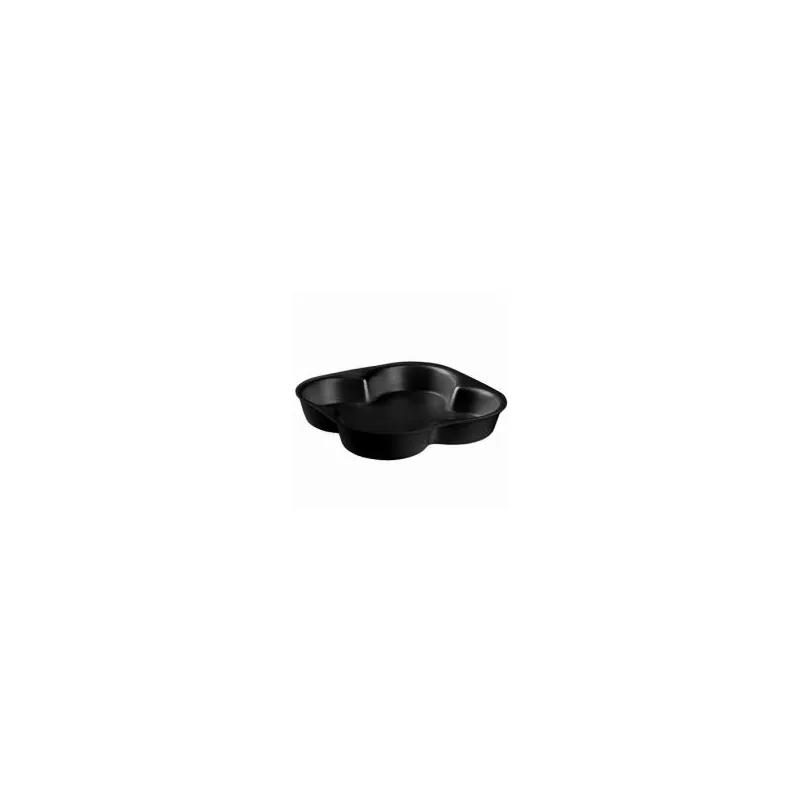 Take-Out Container Base 8.75X8.75 IN 4 Compartment Polystyrene Foam Black Square 100/Case