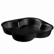 Take-Out Container Base 8.75X8.75 IN 4 Compartment Polystyrene Foam Black Square 100/Case