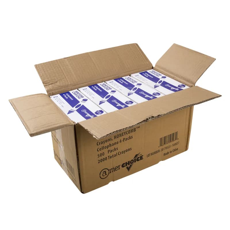 Crayon Red Blue Green Yellow Premium Honeycomb 4-Pack No Roll Design Cello Wrapped 4 Count/Pack 125 Packs/Case 500 Count/Case