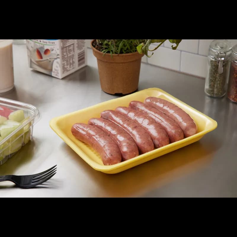 4P Processor Tray 9.25X7.125X1.2 IN Polystyrene Foam Yellow Rectangle Heavy 300/Case