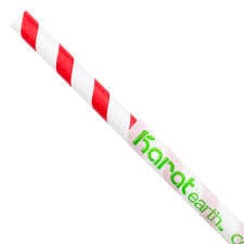Karat Earth Giant Straw 0.276X10.25 IN Paper Red White Spiral Paper Wrapped 1200/Case