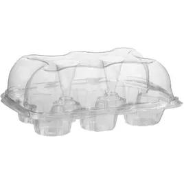 Cupcake Hinged Container With Dome Lid 4X4X4 IN 6 Compartment PET Clear Rectangle Deep 150/Case
