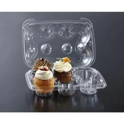 Cupcake Hinged Container With Dome Lid 4X4X4 IN 6 Compartment PET Clear Rectangle Deep 150/Case