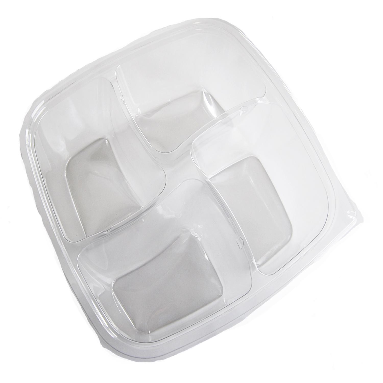 Deli Container Base 48 OZ 4 Compartment PET Clear Rectangle Tamper-Evident 200/Case