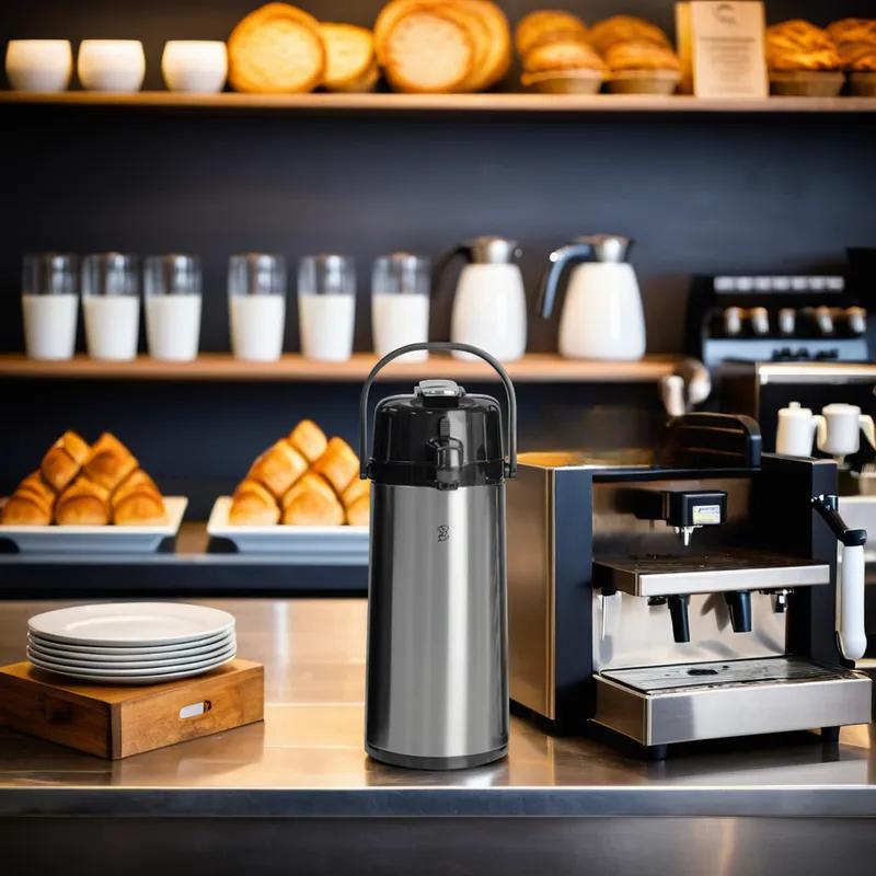 Coffee Coffee Airpot 12.2X14.3 IN 74 OZ Stainless Steel Glass Black Silver 1/Each