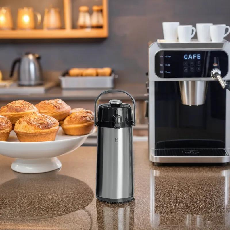 Coffee Coffee Airpot 12.2X14.3 IN 74 OZ Stainless Steel Glass Black Silver 1/Each