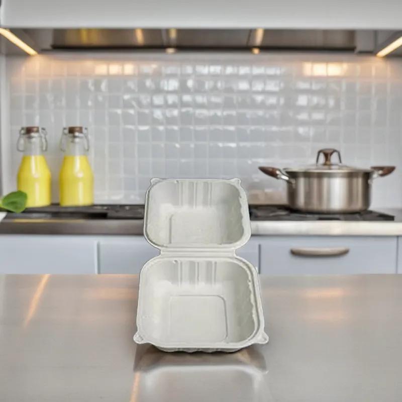 Victoria Bay Take-Out Container Hinged With Dome Lid 6X6X3 IN MFPP White Square 23GM 25 Count/Pack 12 Packs/Case