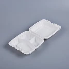 Victoria Bay Take-Out Container Hinged 8X8X3 IN 3 Compartment MFPP White Square 44GM 100 Count/Pack 2 Packs/Case