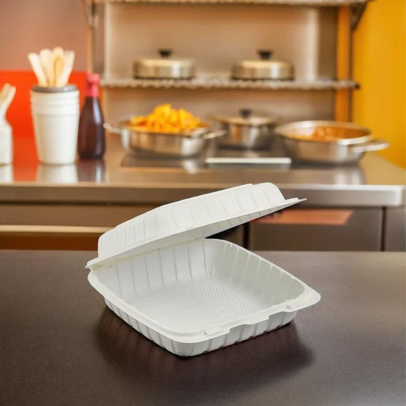 Victoria Bay Take-Out Container Hinged 9X9X3 IN MFPP White Square 60GM 120/Case