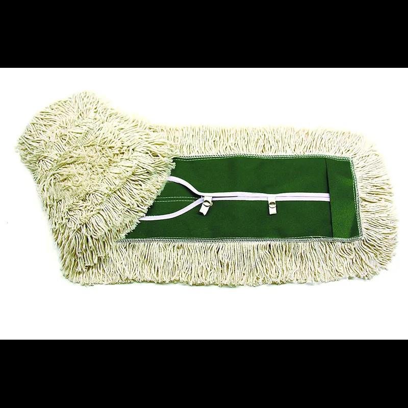 MaxiDust Dust Mop Head 36X5 IN White Green Cotton Cut End 1/Each