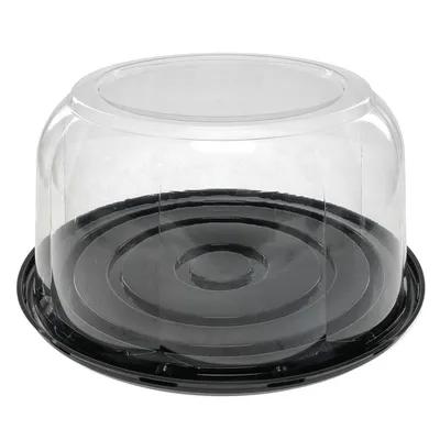 RoseDome Cake Container & Lid Combo With Dome Lid 10.25X9.75X6.875X3.5 IN RPET Clear Black Round 94/Case