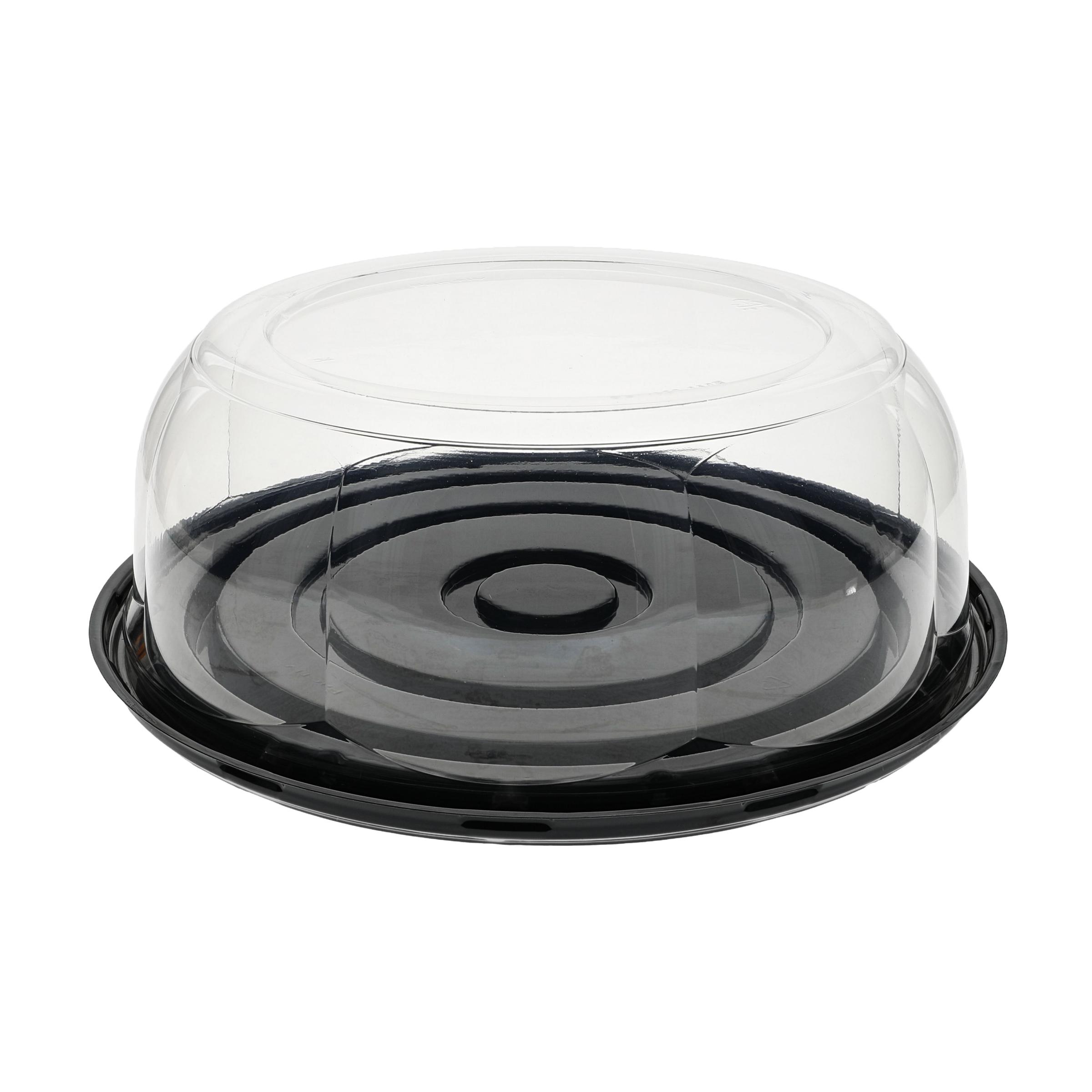 RoseDome Cake Container & Lid Combo With Dome Lid 10.25X3.5 IN PET Clear Black Round 94/Case