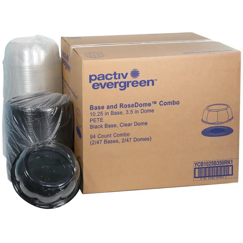 RoseDome Cake Container & Lid Combo With Dome Lid 10.25X3.5 IN PET Clear Black Round 94/Case