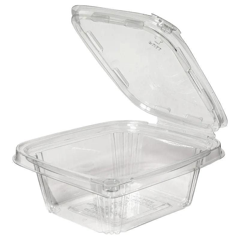 Deli Container Hinged With Flat Lid 12 OZ RPET Clear Rectangle Tamper-Evident 240/Case