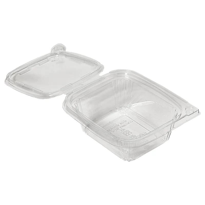 Deli Container Hinged With Flat Lid 12 OZ RPET Clear Rectangle Tamper-Evident 240/Case