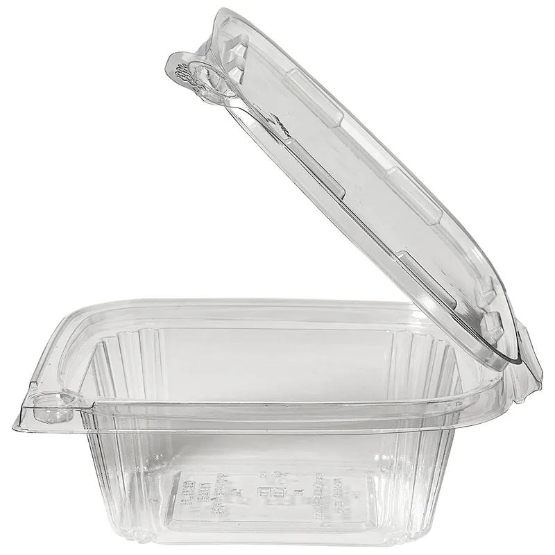 Deli Container Hinged With Flat Lid 12 OZ RPET Clear Rectangle Tamper-Evident 240/Case
