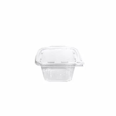 Deli Container Hinged With Flat Lid 16 OZ RPET Clear Square 240/Case