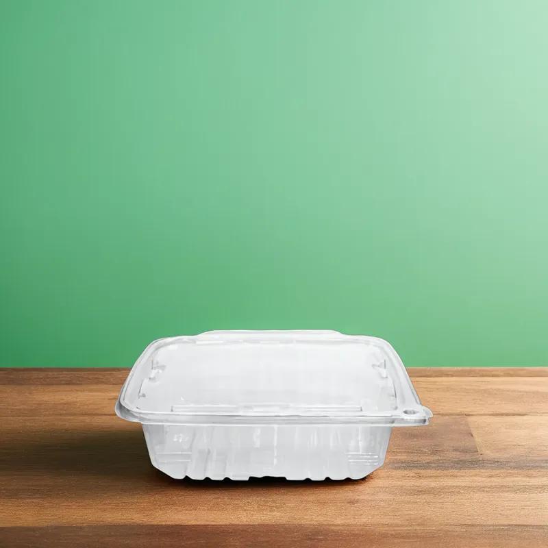 Deli Container Hinged 48 OZ RPET Clear Tamper-Evident 134/Case