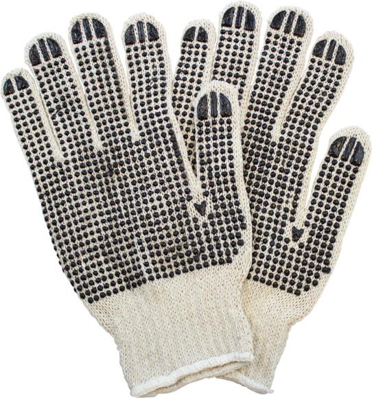 General Purpose Gloves Ladies Medium (MED) Natural Cotton Polyester 2-Sided String Knit Dotted Grip 12 Count/Pack 20