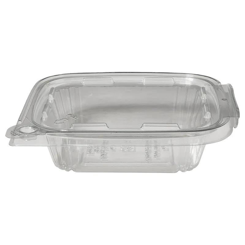 Deli Container Hinged With Flat Lid 8 OZ RPET Clear Rectangle Tamper-Evident 240/Case