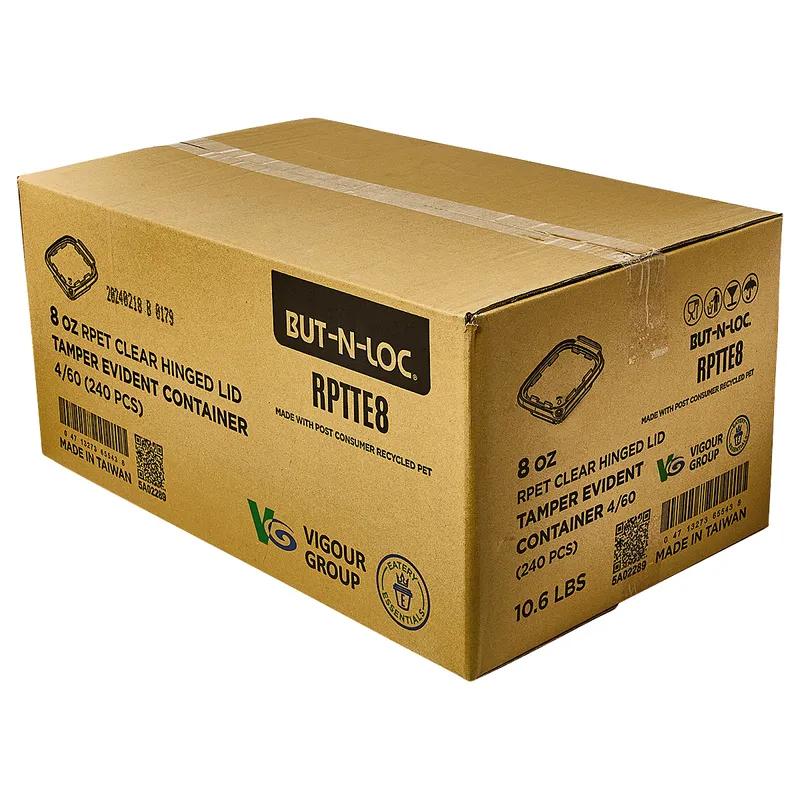 Deli Container Hinged With Flat Lid 8 OZ RPET Clear Rectangle Tamper-Evident 240/Case