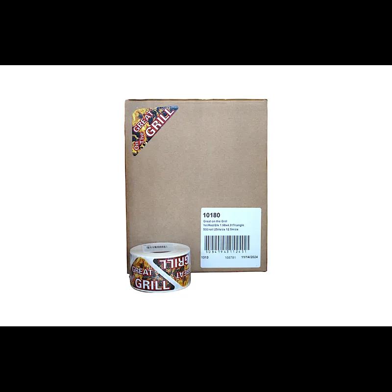 Great On The Grill Meat Grilling Label 1.98X4.31 IN Yellow Red Black Triangle 500 Count/Roll 25 Rolls/Case